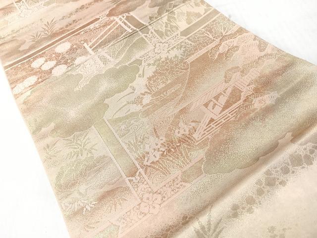 平和屋着物◎六通柄袋帯 京洛百景 修学院離宮 金糸 正絹 逸品 CABI4727nb