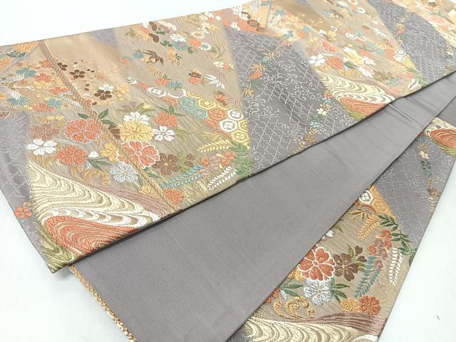 平和屋着物◎六通柄袋帯 唐織 飛鶴松竹梅 金銀糸 正絹 逸品 CABI4729nb
