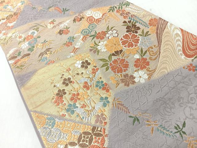 平和屋着物◎六通柄袋帯 唐織 飛鶴松竹梅 金銀糸 正絹 逸品 CABI4729nb