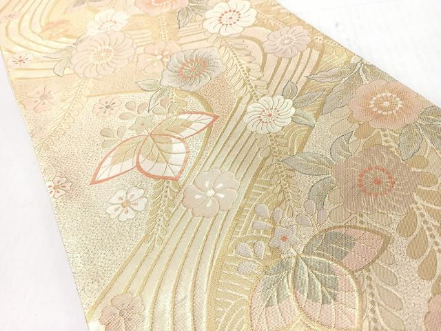 平和屋着物◎佐賀錦 六通柄袋帯 花の宴 九百錦 金糸 正絹 逸品 CABI4733nb