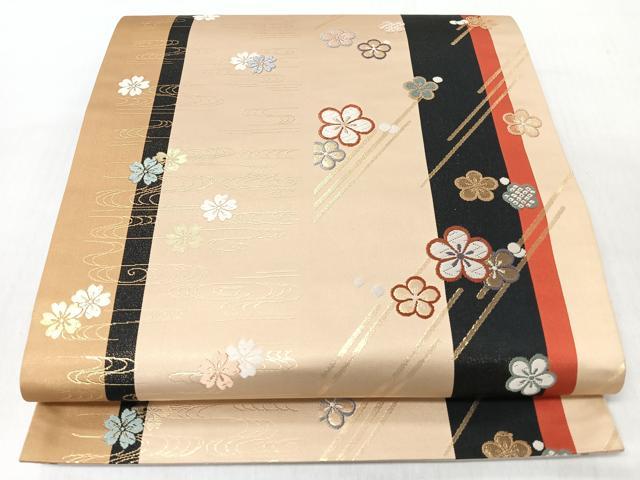 平和屋着物◎全通柄袋帯 唐織 光琳水舞花文 金糸 正絹 逸品 未使用 CABI4739nb