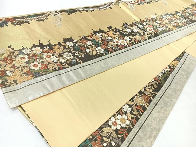 平和屋着物◎六通柄袋帯 唐織 花蝶文 金銀糸 正絹 逸品 CABI4746nb