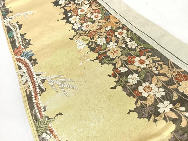 平和屋着物◎六通柄袋帯 唐織 花蝶文 金銀糸 正絹 逸品 CABI4746nb