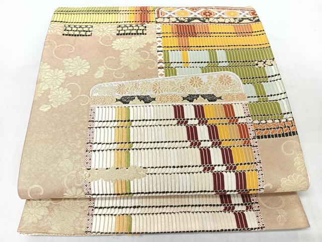 平和屋着物◎六通柄袋帯 唐織 鎧縅 金銀糸 正絹 逸品 CABI4749nb