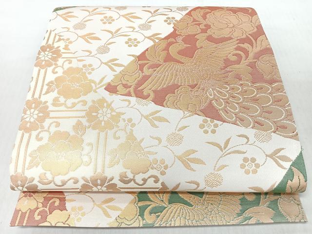 平和屋着物◎六通柄袋帯 裂張唐鳥紋 金糸 正絹 逸品 未使用 CABI4760nb