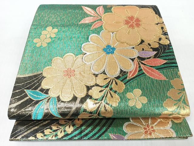平和屋着物◎両面 六通柄 草花文 金銀糸 袋帯 正絹 逸品 CABI4764nb