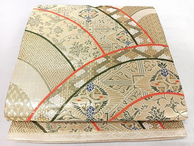 平和屋着物◎両面 六通柄袋帯 花唐草飛鳥文 金糸 正絹 逸品 CABI4766nb