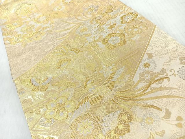 平和屋着物◎六通柄袋帯 花鳥舞蝶文 金銀糸 正絹 逸品 CABI4774nb