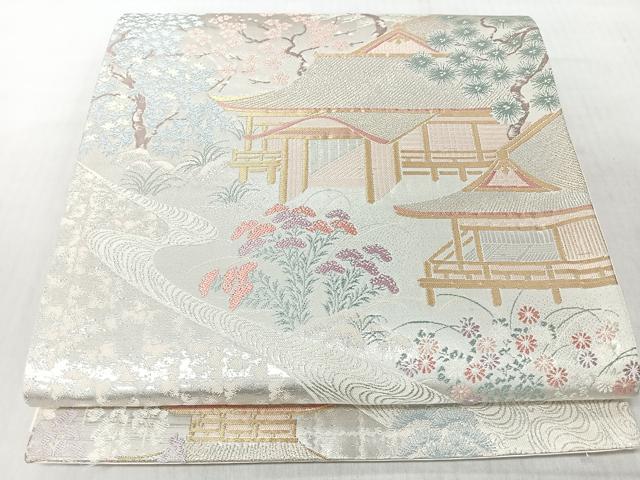 平和屋着物◎六通柄袋帯 風景文 金銀糸 正絹 逸品 CABI4792nb
