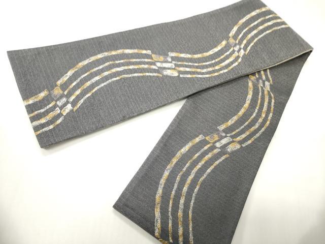 平和屋着物●両面 半幅帯 変わり間道 金銀糸 正絹 逸品 未使用 CABI4803ak