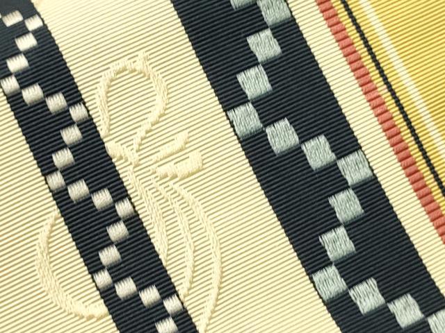 平和屋着物●本場筑前博多織 半幅帯 瓢箪吉祥間道 正絹 逸品 未使用 CABI4804ak