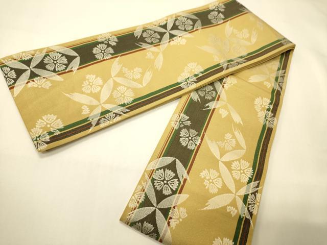 平和屋着物●本場筑前博多織 半幅帯 小袋帯 児島織物謹製 舞花文 証紙付き 正絹 逸品 CABI4809ak