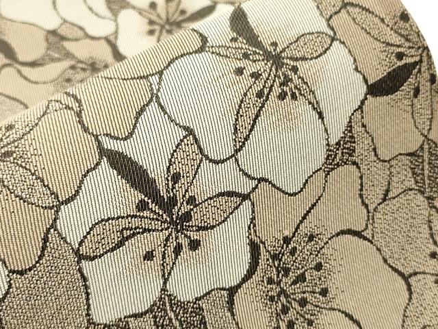 平和屋着物●両面 半幅帯 花尽し文 正絹 逸品 未使用 CABI4815ak
