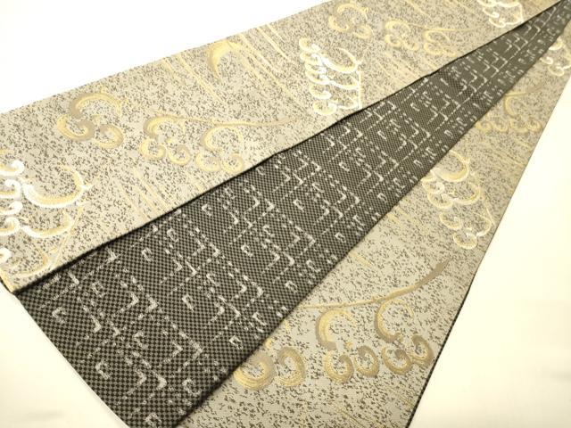 平和屋着物●両面 半幅帯 月 金銀糸 正絹 逸品 CABI4816ak