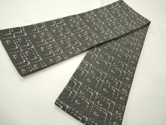 平和屋着物●両面 半幅帯 月 金銀糸 正絹 逸品 CABI4816ak