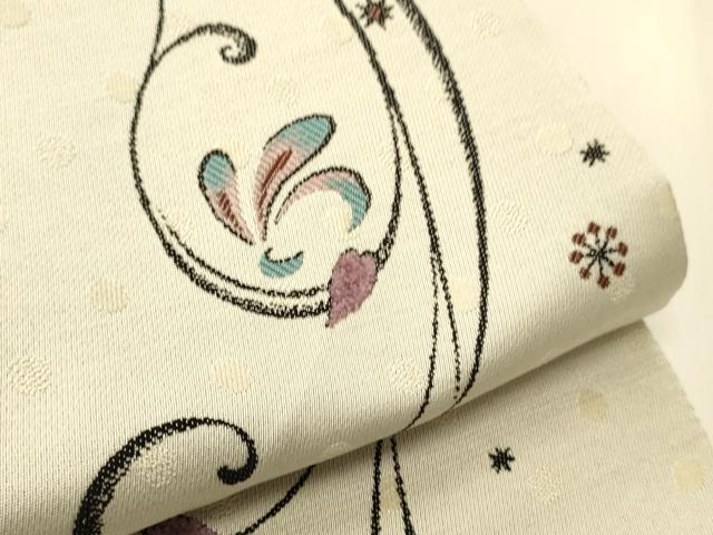 平和屋着物●京都西陣・想屋謹製 両面 半幅帯 唐草文/桜尽くし文 やまと誂製 正絹 逸品 CABI4818ak