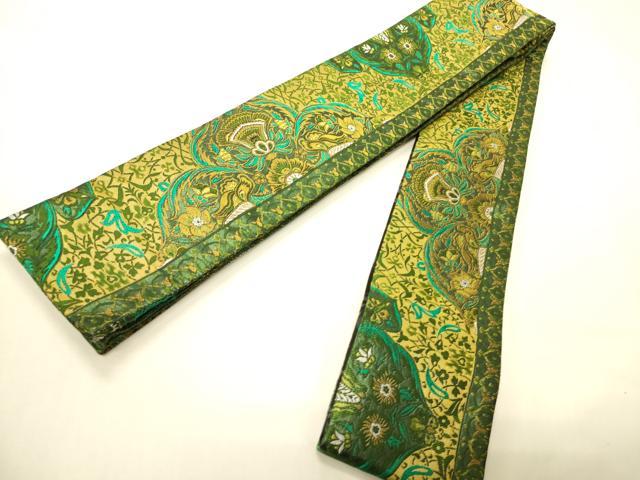 平和屋着物●男性 両面 角帯 花唐草文 金糸 正絹 逸品 CABI4871ak