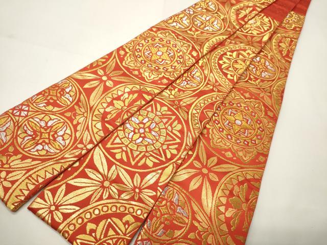 平和屋着物●男性 角帯 正倉院花丸文 金銀糸 正絹 逸品 CABI4873ak