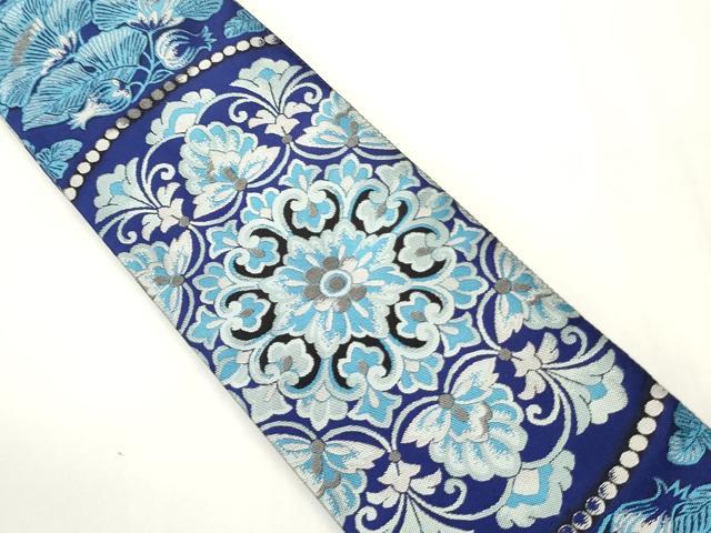 平和屋着物●男性 両面 角帯 正倉院花蝶文 正絹 逸品 CABI4875ak