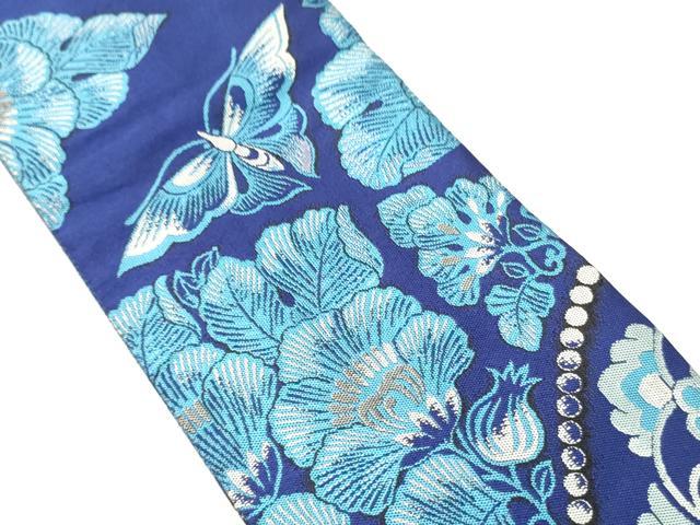平和屋着物●男性 両面 角帯 正倉院花蝶文 正絹 逸品 CABI4875ak