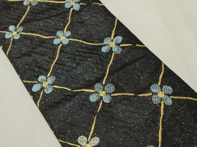 平和屋着物●男性 両面 角帯 奥田小由女の世界 花菱文 金糸 正絹 逸品 CABI4881ak