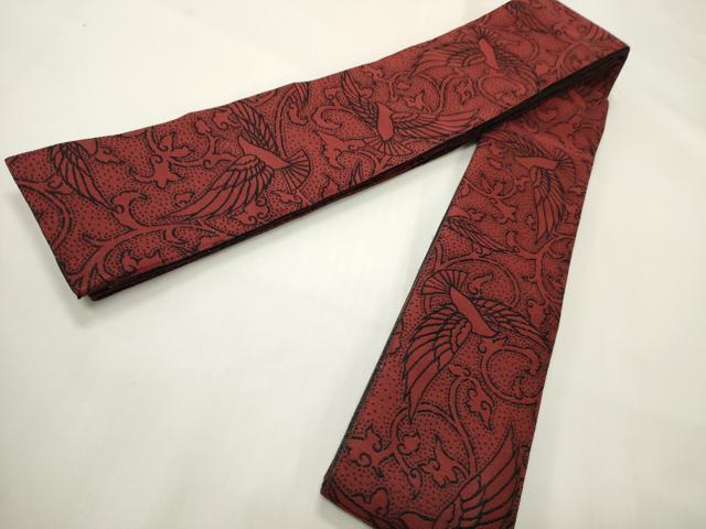 平和屋着物●男性 両面 角帯 舞鳥文 霞文 正絹 逸品 CABI4884ak