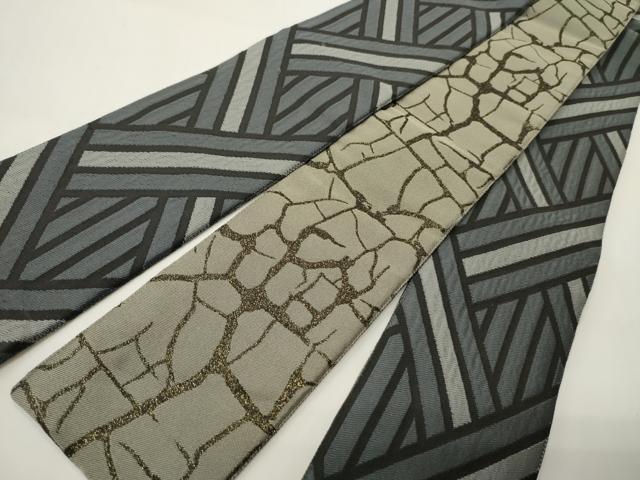 平和屋着物●男性 両面 角帯 幾何学文 金糸 未使用 CABI4886ak