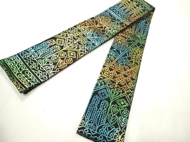 平和屋着物●男性 角帯 幾何学文 黒地 金糸 正絹 逸品 CABI4887ak