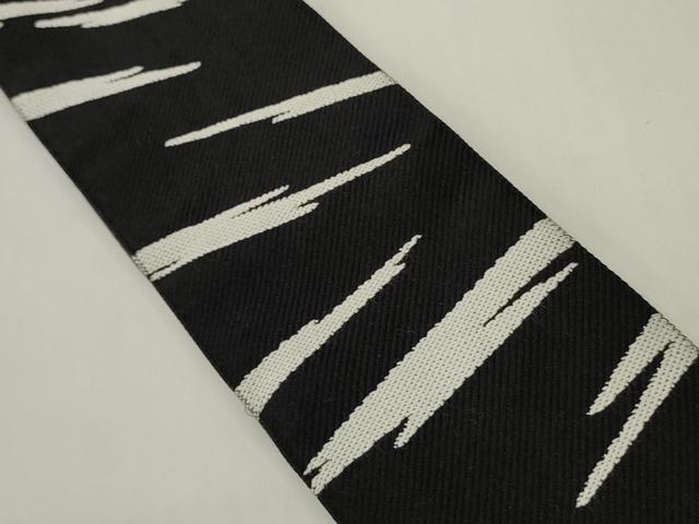 平和屋着物●男性 両面 角帯 幾何学文 霞文 黒地 正絹 逸品 CABI4891ak