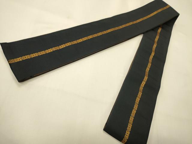 平和屋着物●男性 本場筑前博多織 両面 角帯 原田織物株式会社謹製 献上柄 変わり間道 証紙付き 正絹 逸品 CABI4905ak
