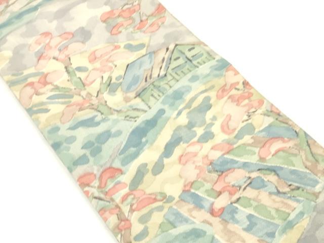 平和屋着物●創作半幅帯 本場染大島紬 風景文 正絹 逸品 CABI4919ak