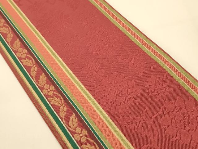 平和屋着物●本場筑前博多織 半幅帯 草花間道 正絹 逸品 CABI4921ak