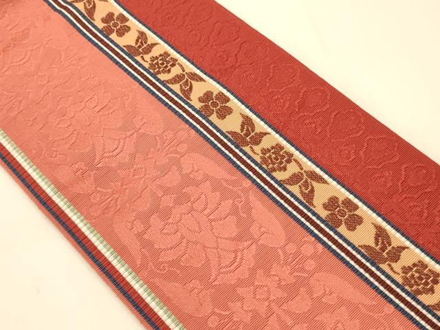 平和屋着物●本場筑前博多織 半幅帯 脇山忠道作 小袋帯 花間道 証紙付き 正絹 逸品 CABI4923ak