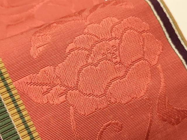 平和屋着物●本場筑前博多織 半幅帯 脇山公詞作 小袋帯 花唐草間道 証紙付き 正絹 逸品 CABI4930ak