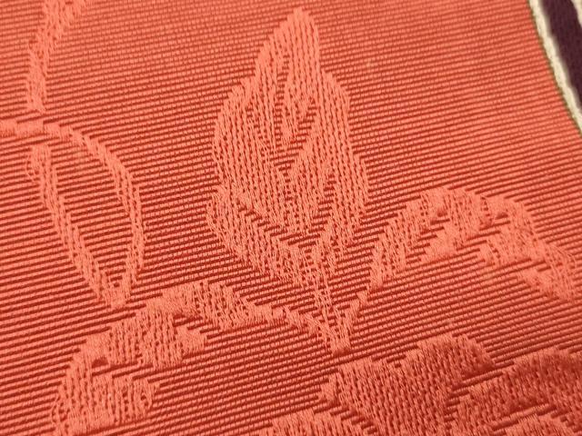 平和屋着物●本場筑前博多織 半幅帯 脇山公詞作 小袋帯 花唐草間道 証紙付き 正絹 逸品 CABI4930ak