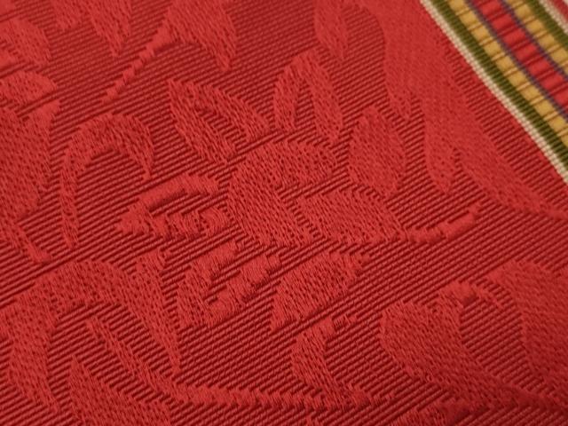 平和屋着物●本場筑前博多織 半幅帯 大倉織工場謹製 小袋帯 花唐草間道 証紙付き 正絹 逸品 CABI4932ak