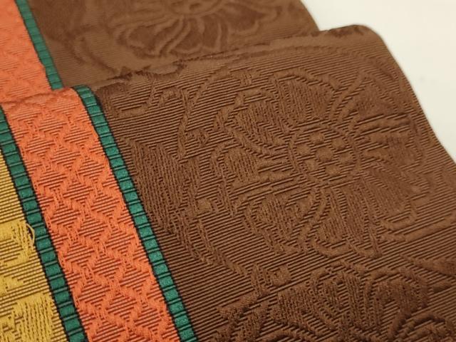 平和屋着物●本場筑前博多織 半幅帯 草花文 正絹 逸品 CABI4937ak