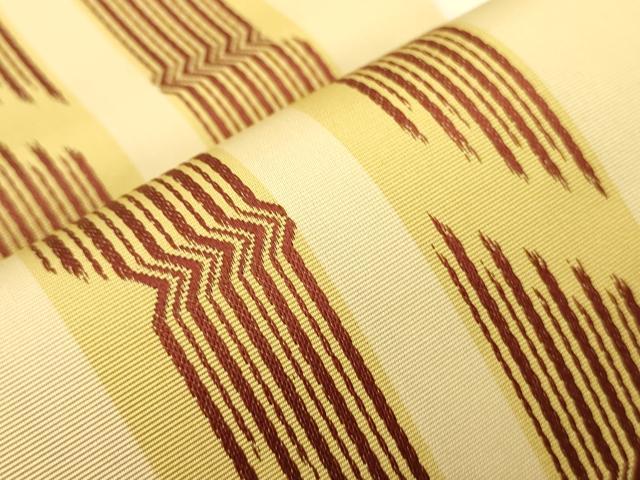 平和屋着物●本場筑前博多織 両面 半幅帯 一重帯 吉祥間道/縞 正絹 逸品 CABI4943ak