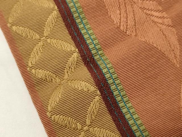 平和屋着物●本場筑前博多織 半幅帯 草花間道 正絹 逸品 CABI4945ak