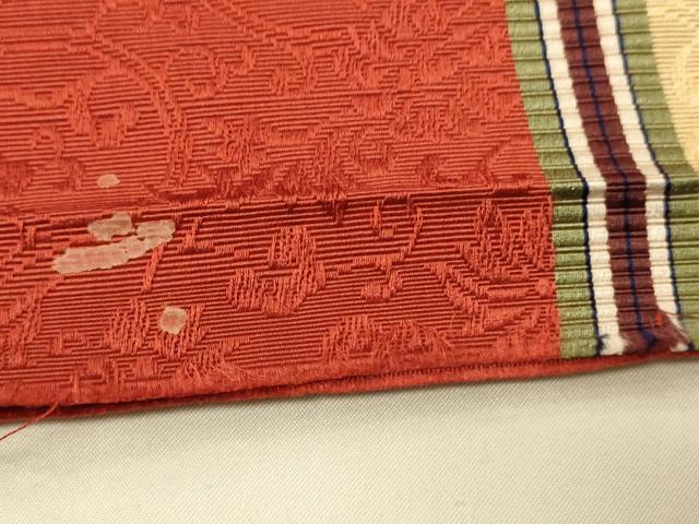 平和屋着物●本場筑前博多織 半幅帯 井上絹織謹製 小袋帯 花唐草間道 証紙付き 正絹 逸品 CABI4949ak