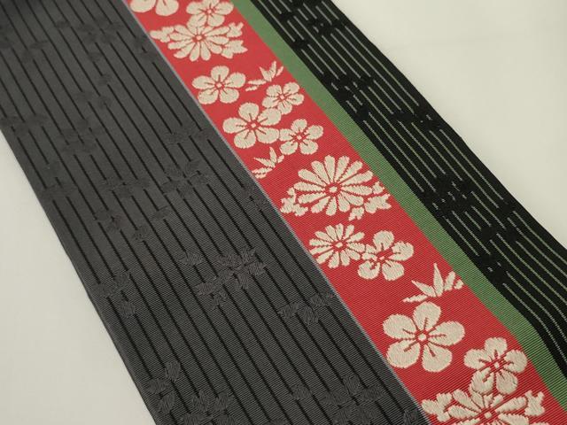 平和屋着物●本場筑前博多織 半幅帯 小袋帯 花間道 証紙付き 正絹 逸品 CABI4950ak