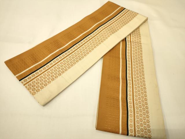 平和屋着物●本場筑前博多織 半幅帯 小袋帯 花間道 証紙付き 正絹 逸品 CABI4965ak