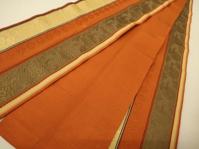 平和屋着物●本場筑前博多織 半幅帯 草花間道 証紙付き 正絹 逸品 CABI4980ak