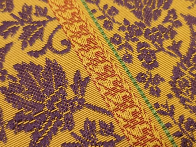 平和屋着物●本場筑前博多織 半幅帯 更紗花間道 正絹 逸品 CABI4983ak