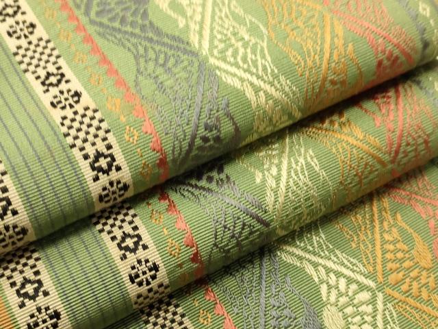 平和屋着物●本場筑前博多織 半幅帯 双鶴文 証紙付き 正絹 逸品 CABI5010ak