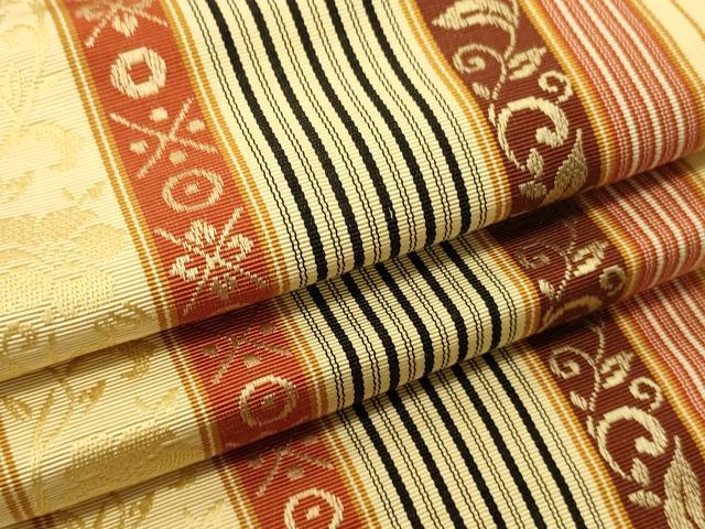 平和屋着物●本場筑前博多織 半幅帯 草花間道 正絹 逸品 CABI5023ak