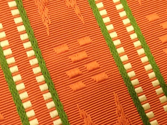 平和屋着物●本場筑前博多織 半幅帯 幾何学間道 証紙付き 正絹 逸品 CABI5042ak