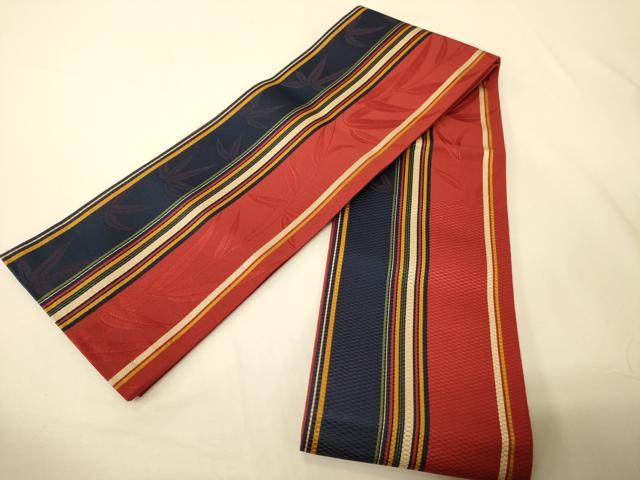 平和屋着物●本場筑前博多織 半幅帯 笹竹文 正絹 逸品 未使用 CABI5047ak