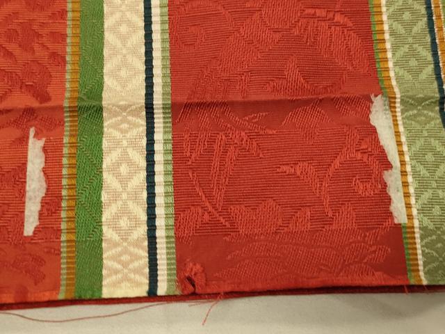 平和屋着物●本場筑前博多織 半幅帯 花蝶間道 正絹 逸品 CABI5050ak
