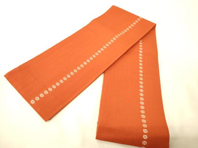 平和屋着物●本場筑前博多織 両面 半幅帯 花間道 正絹 逸品 CABI5051ak